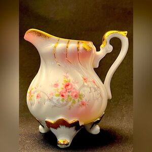Lefton Heirloom Rose Creamer Pitcher Ewer Discontinued Porcelain Shabby Chic VTG
